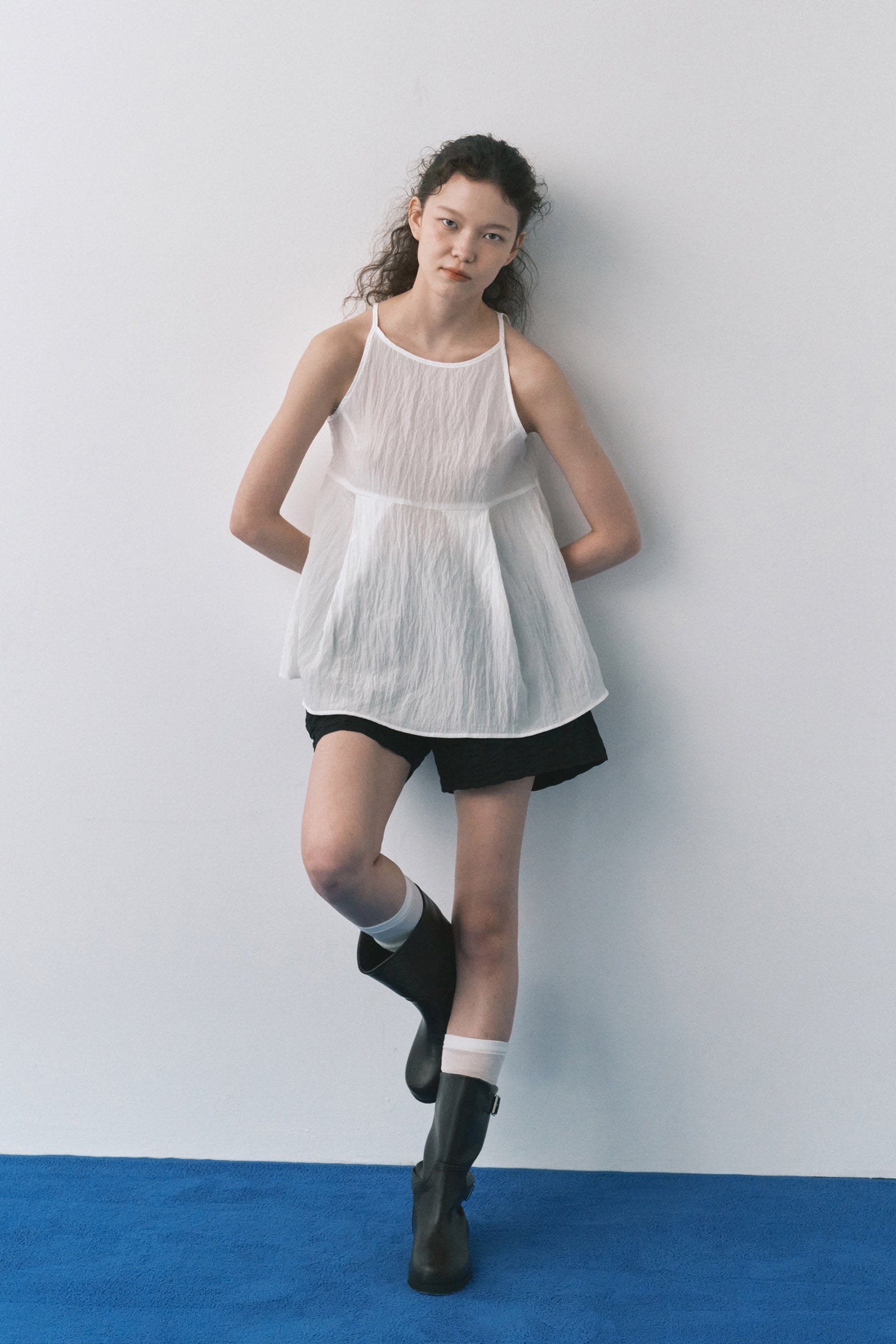 BALLOON TUCK BLOUSE_WHITE