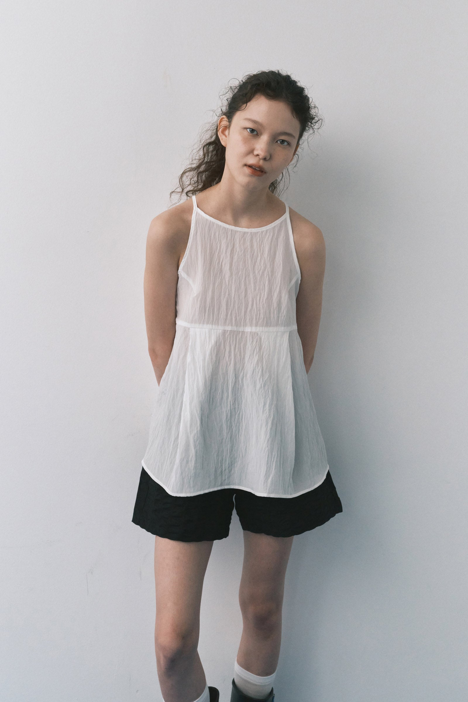 BALLOON TUCK BLOUSE_WHITE