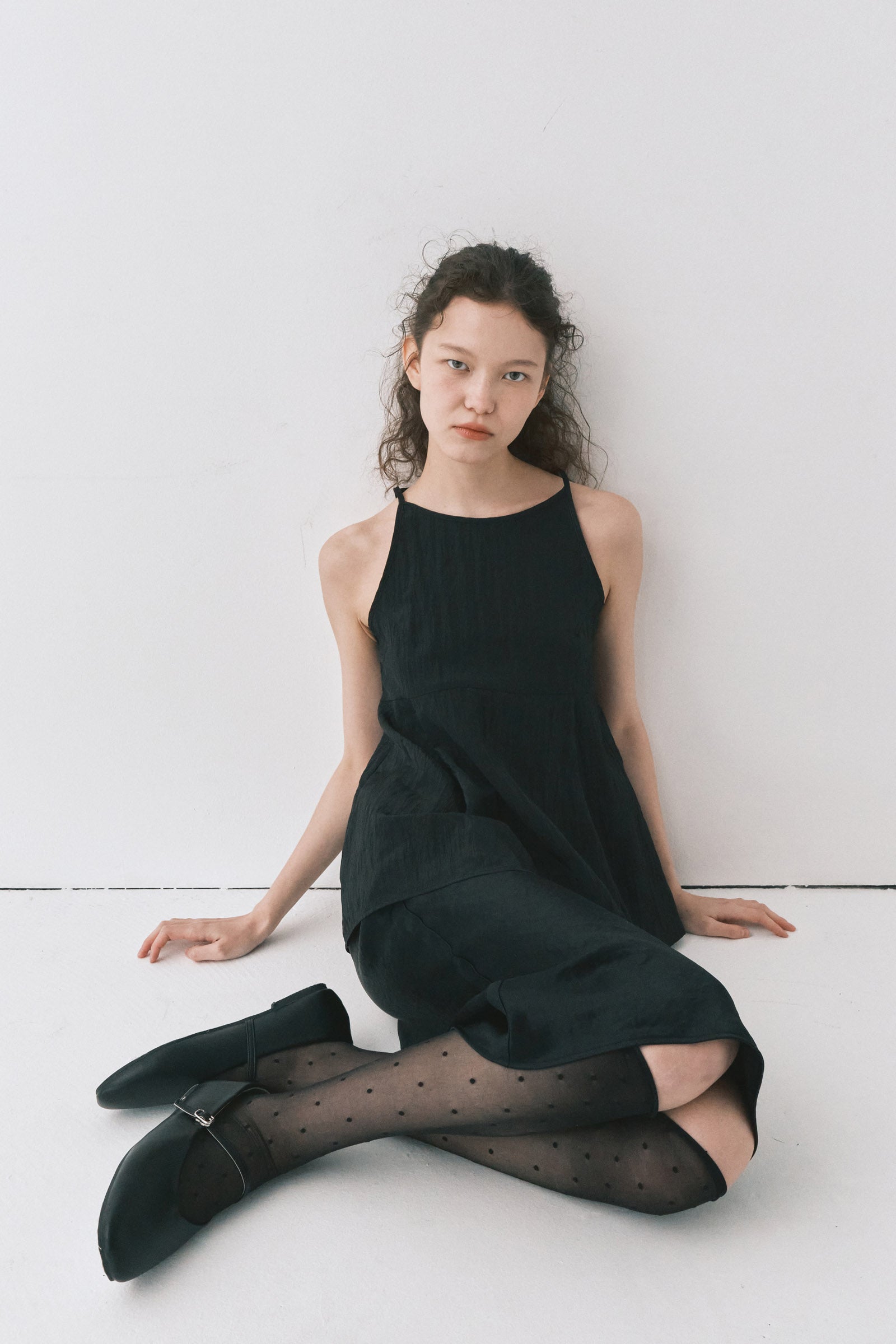CHIFFON BOHEMIAN MAXY DRESS_ NOIR