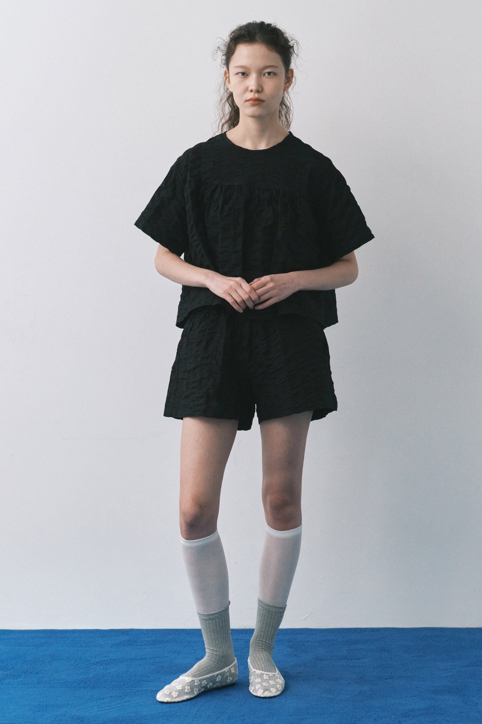 BANDING RIPPLE PANTS_BLACK
