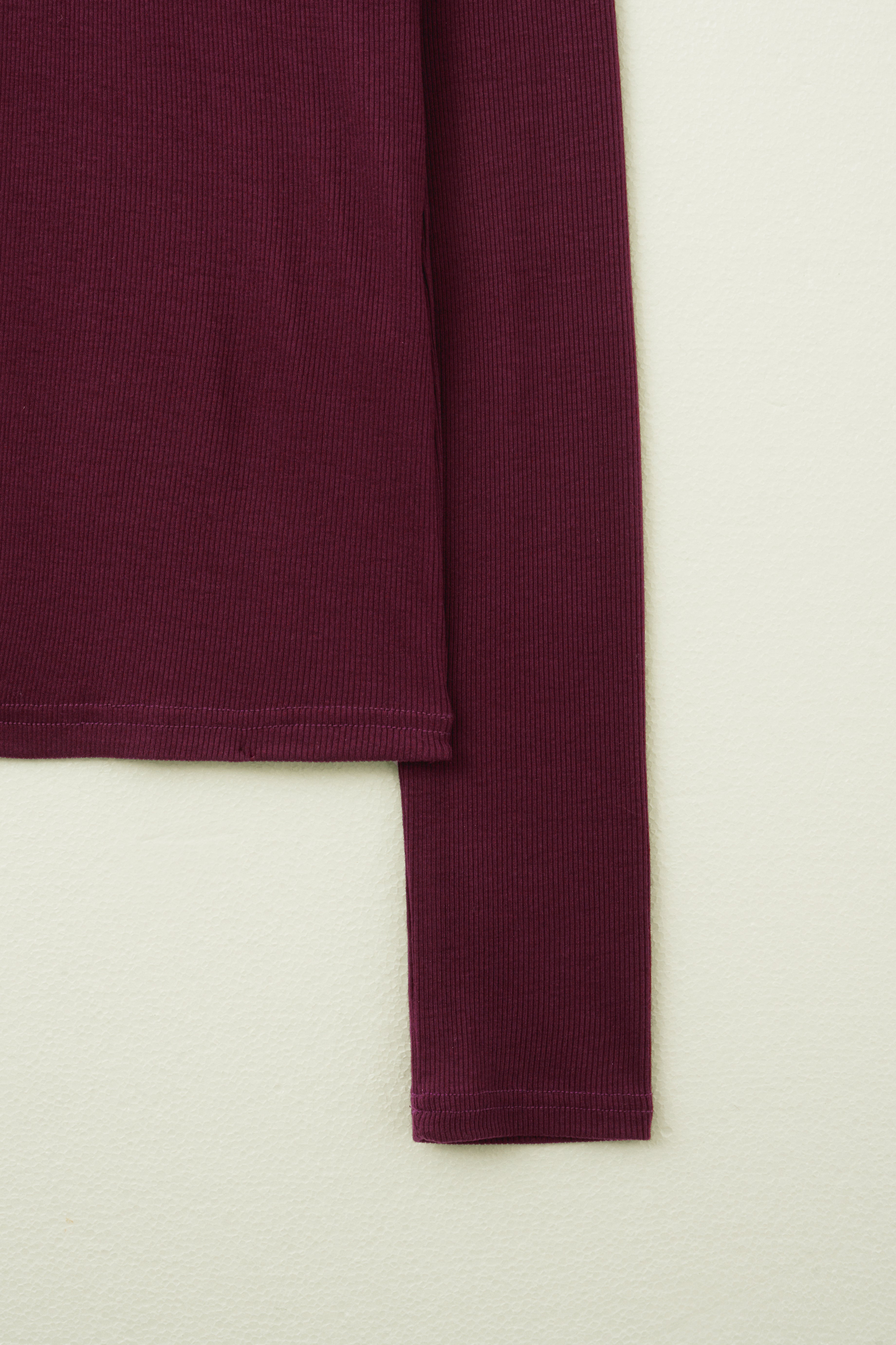 T-SHIRT MANCHES LONGUES À COL HENLEY_BORDEAUX