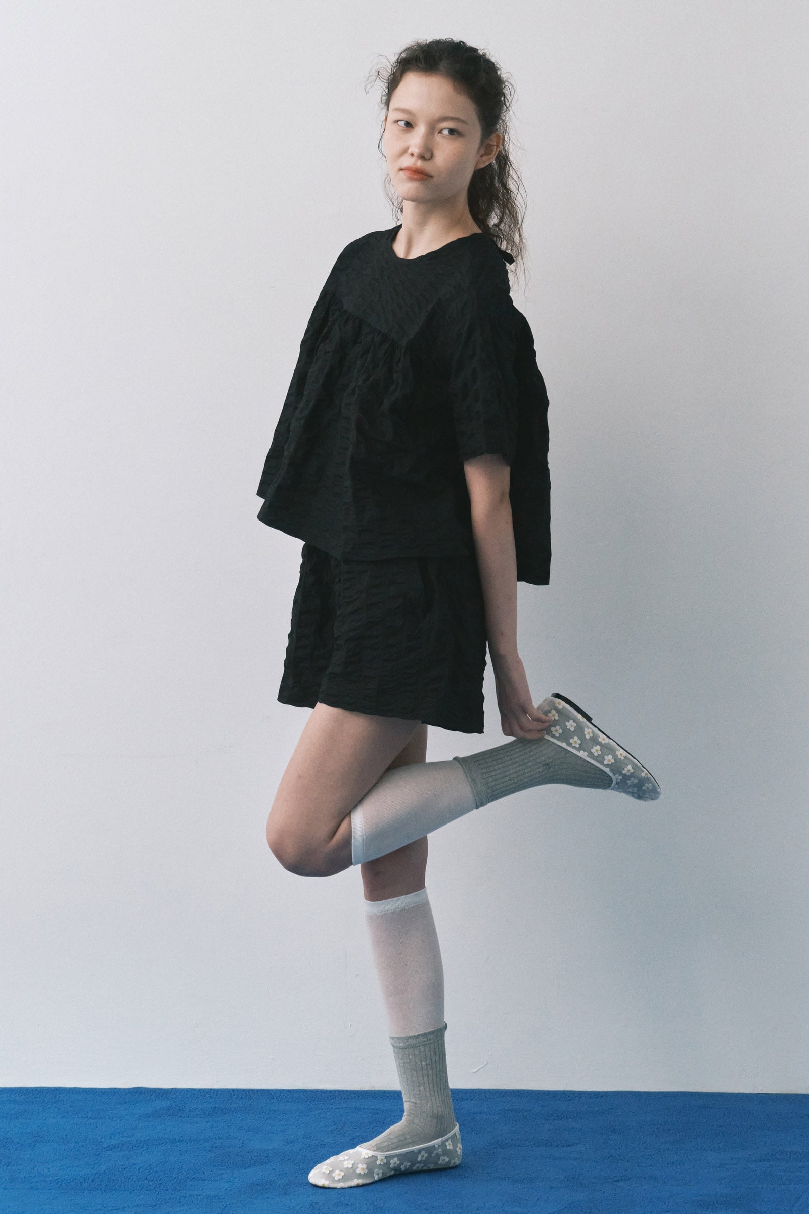 BANDING RIPPLE PANTS_BLACK