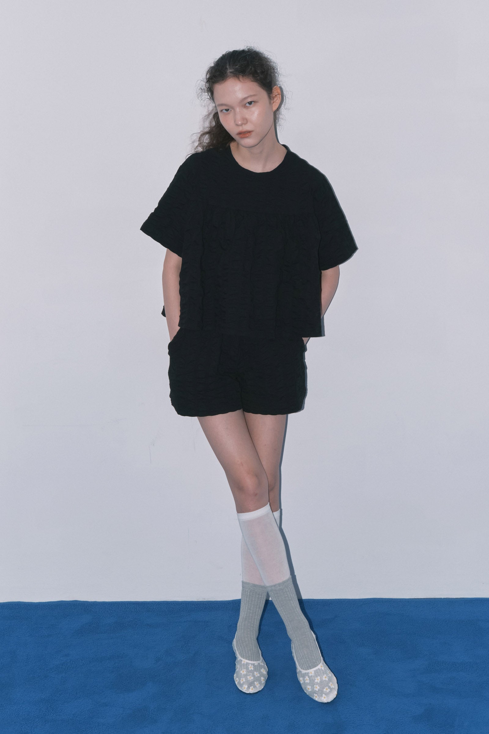 BANDING RIPPLE PANTS_BLACK