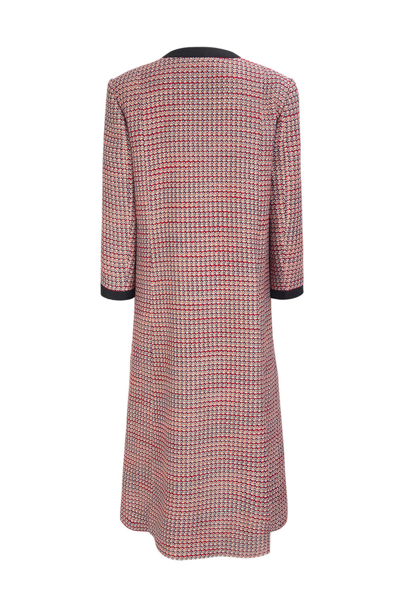 MANTEAU COL V EN TWEED_ROUGE