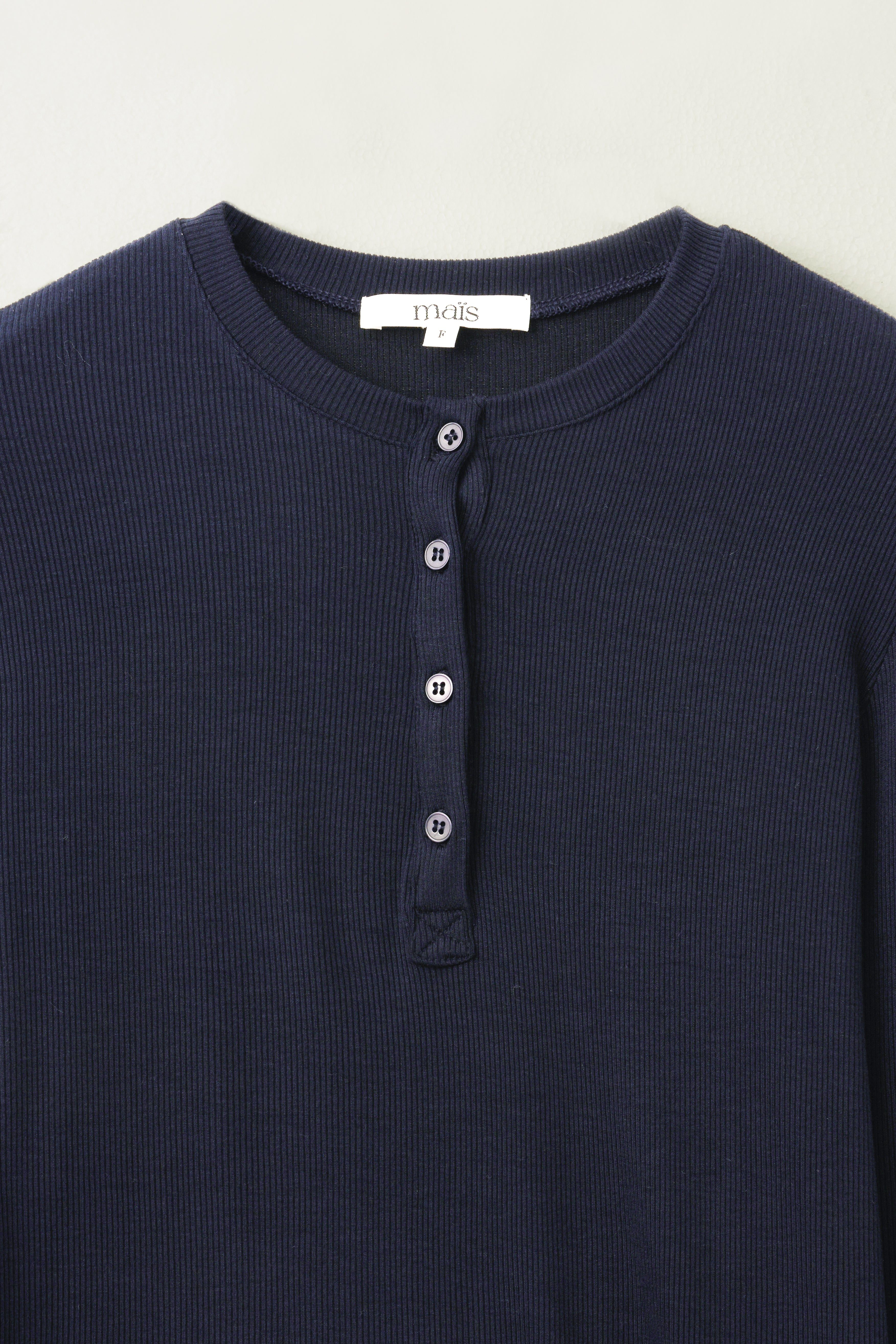 HENRY NECK LONG SLEEVE T-SHIRT_DARK NAVY