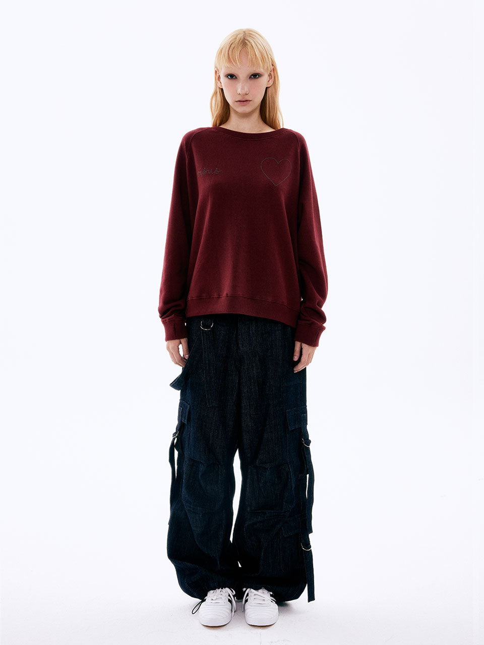 SWEATSHIRT À CŒUR PERLÉ_BORDEAUX