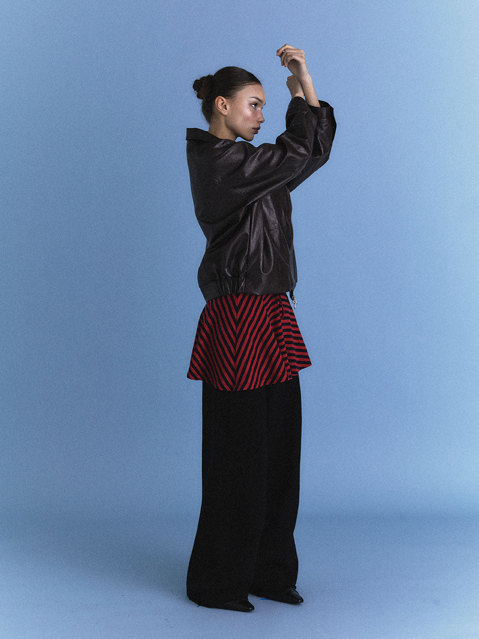 STRIPED MINI SKIRT_RED