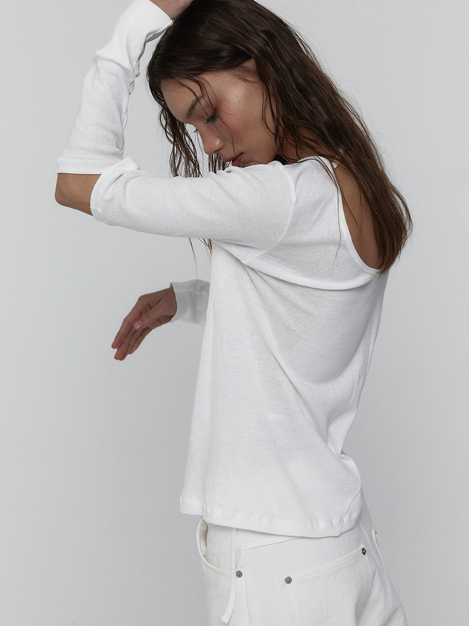 SLIT SLEEVE TOP_WHITE