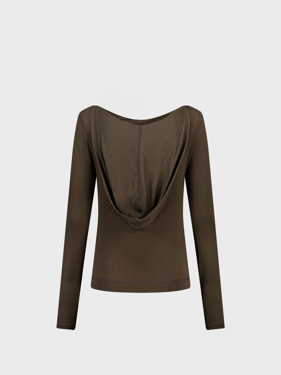 DRAPE HOOD TOP_BROWN