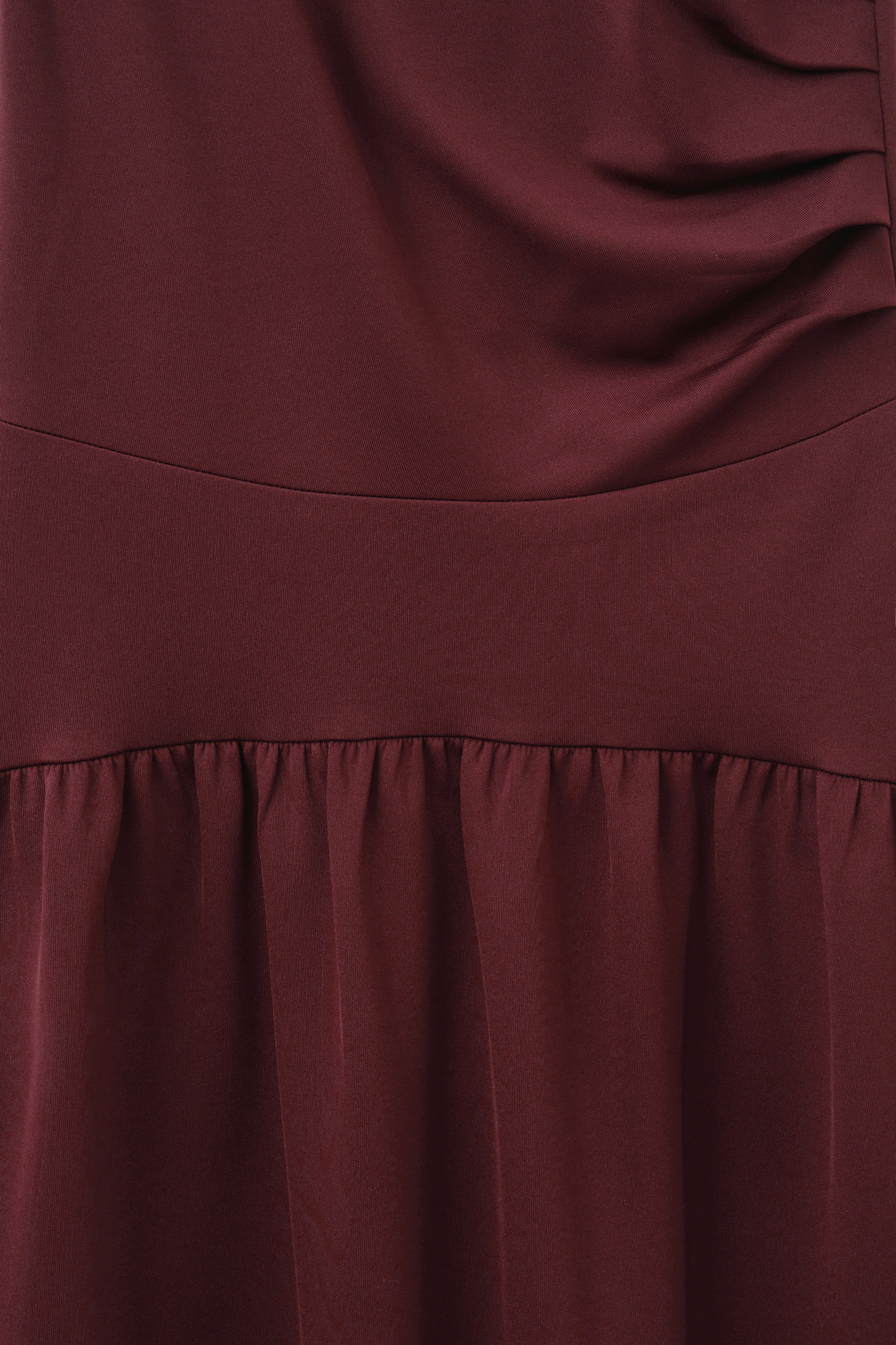 JERSEY DRAPED SLIM DRESS_ BURGUNDY