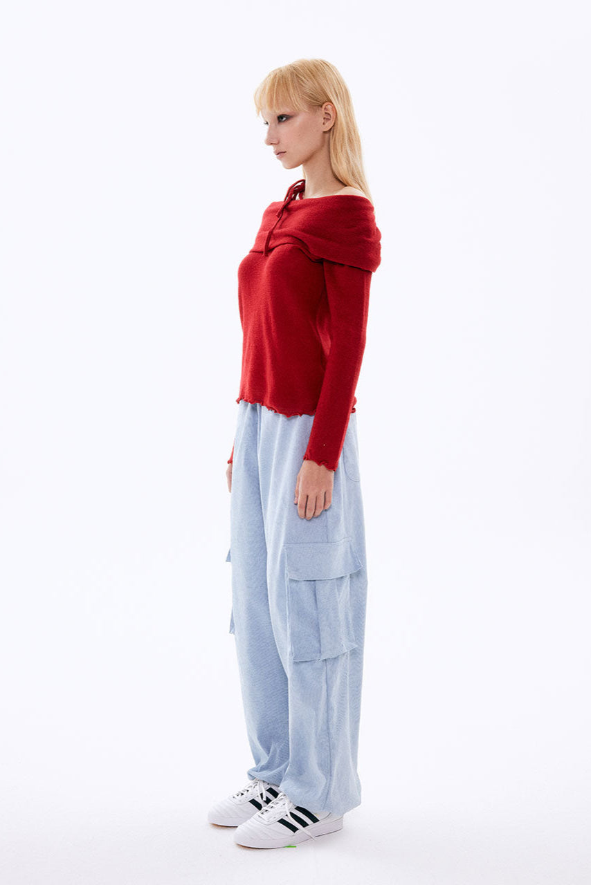 PANTALON EN VELOURS CACHEMIRE_BLEU CIEL