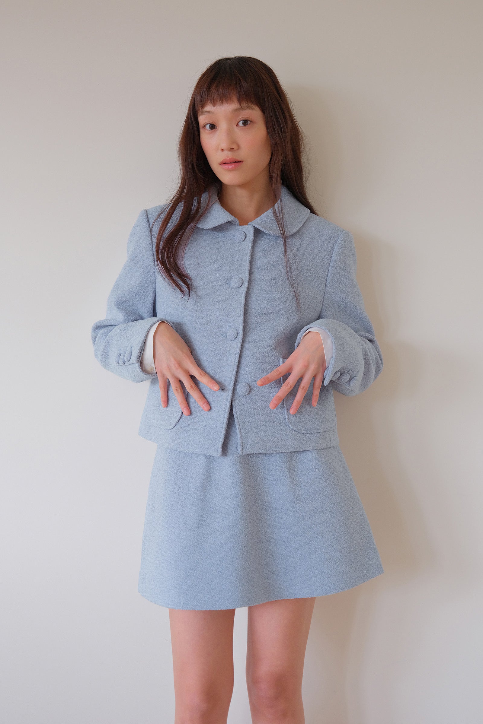 MOUI BOUCLE TWEED SKIRT_SKY BLUE