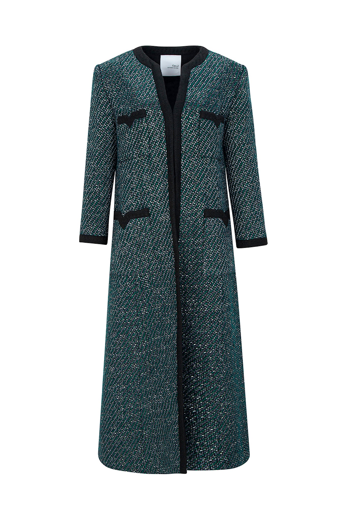 MANTEAU COL V EN TWEED_VERT