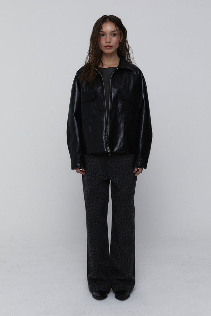 ECO LEATHER BOMBER JACKET_BLACK