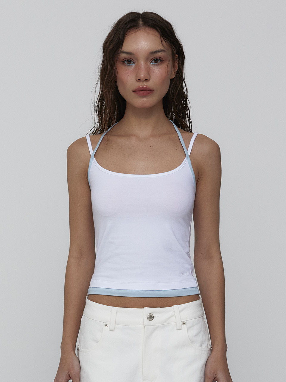 LAYERED HALTER TOP_WHITE