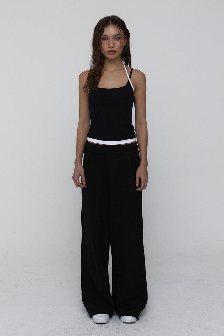 LAYERED HALTER TOP_BLACK