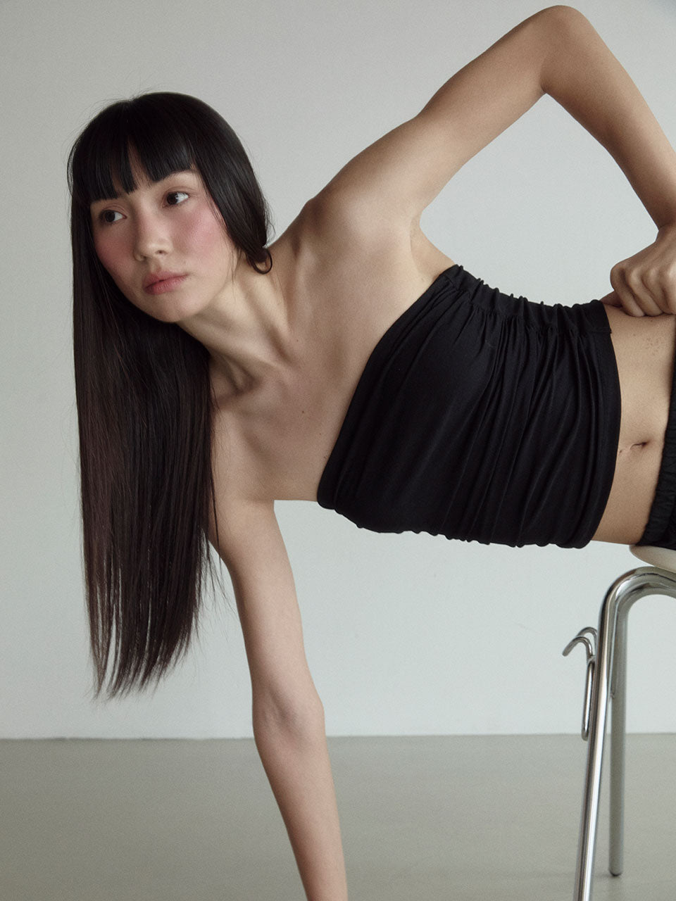 WRINKLE TUBE TOP_NOIR