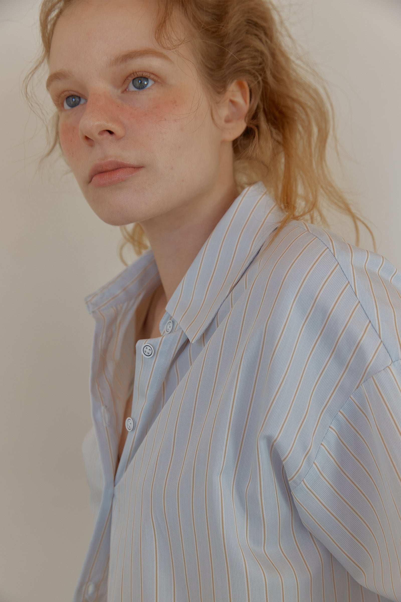 25SS BUTTON POINTED STRIPE SHIRT_BLUE