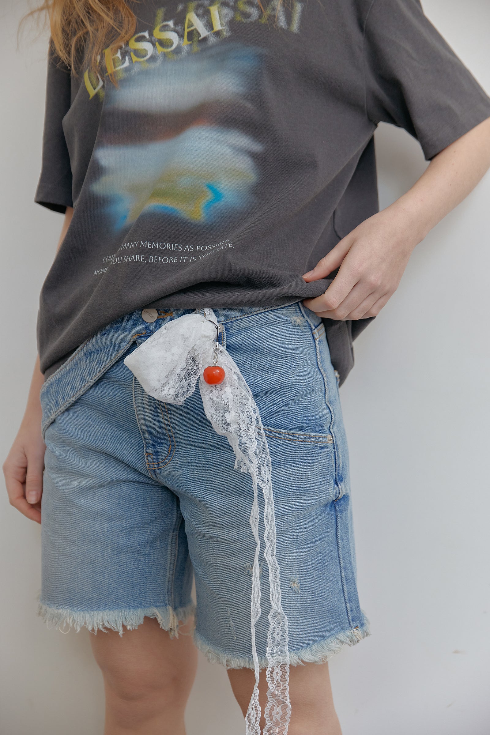 BELT DETAIL DENIM SHORTS_BLEU