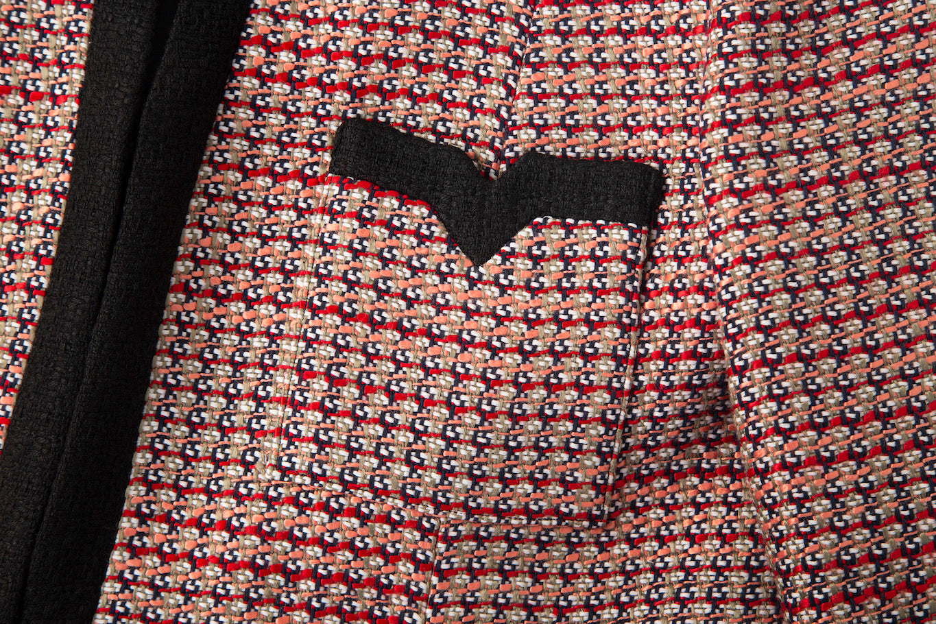 MANTEAU COL V EN TWEED_ROUGE