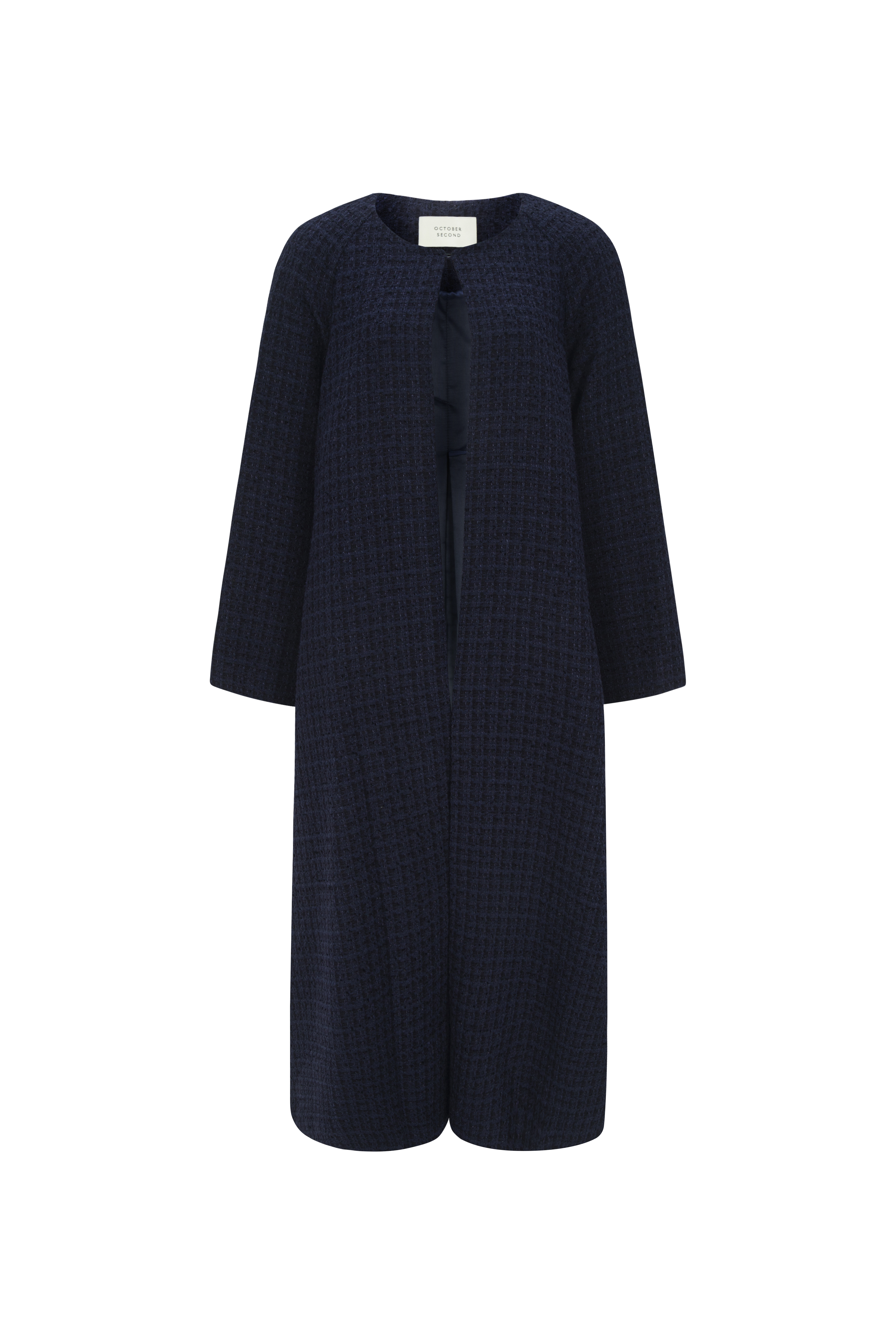 MANTEAU ÉVASÉ EN TWEED_BLEU MARINE
