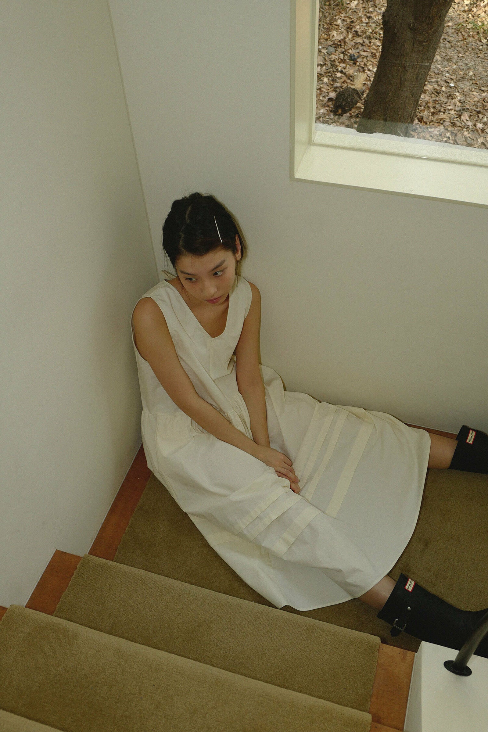 ROBE FRONCÉE MAXI ROSY MOUI_CRÈME