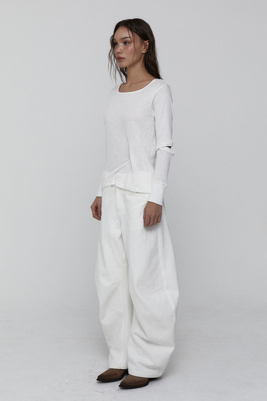 SLIT SLEEVE TOP_WHITE