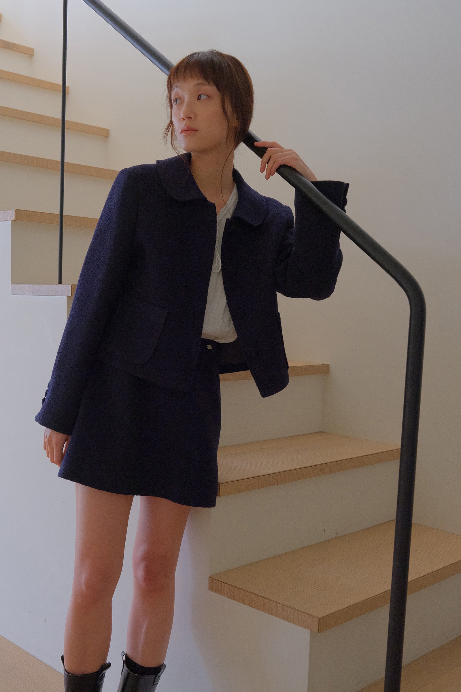 MOUI BOUCLE TWEED SKIRT _BLEU MARINE