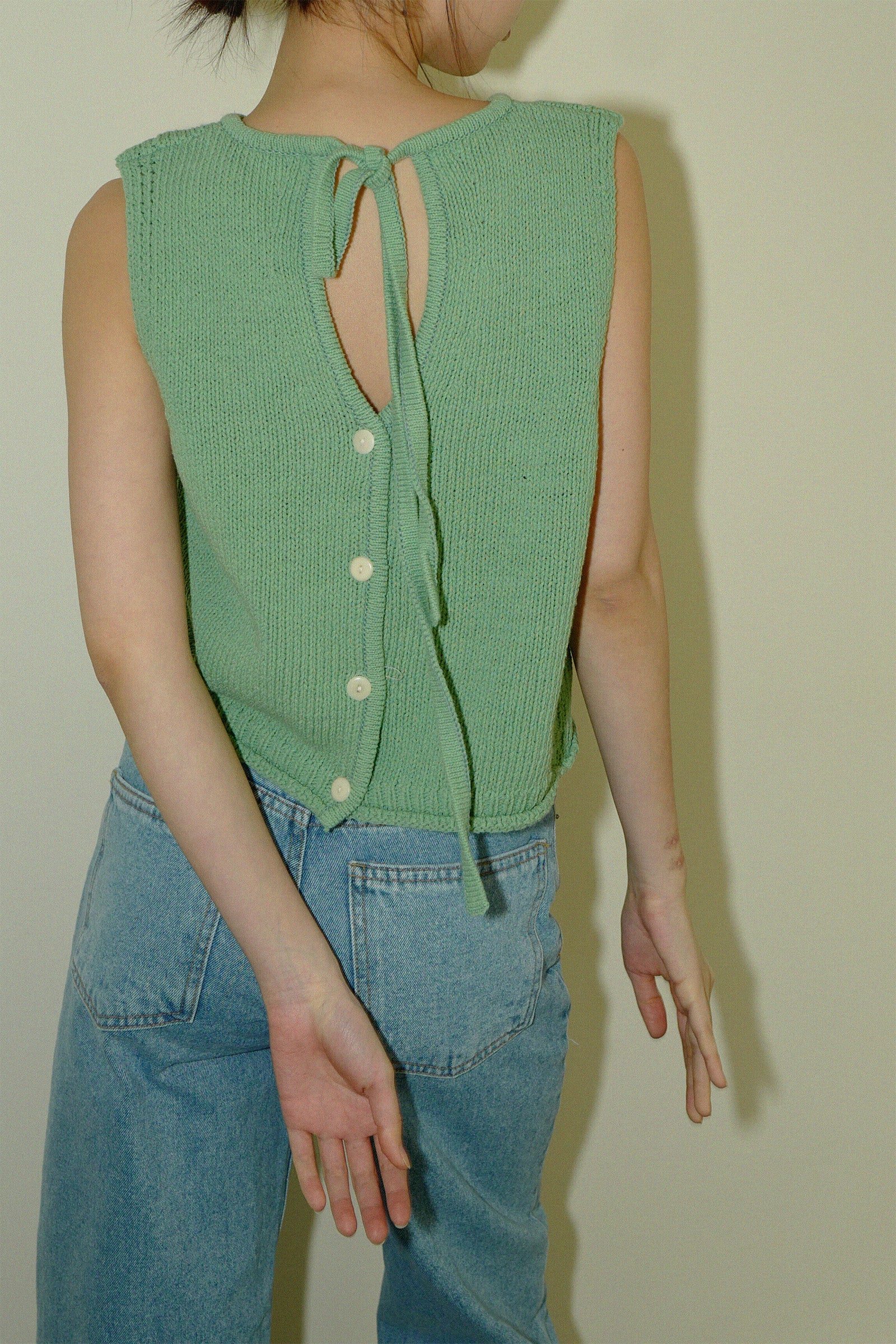 MOUI RIBBON STRAP OPEN VEST _GREEN