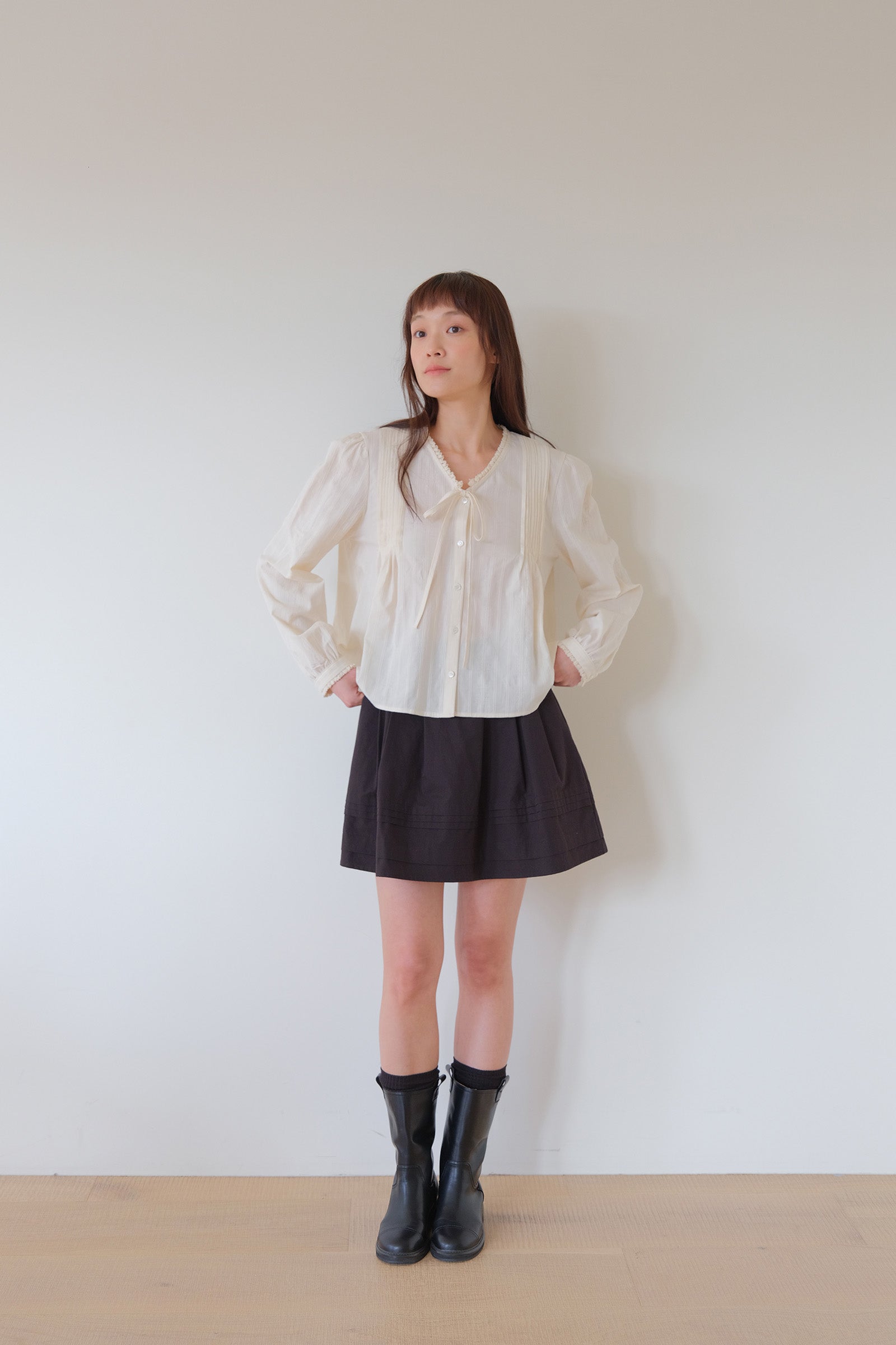 MOUI JANE PINTUCK LACE BLOUSE _CREAM