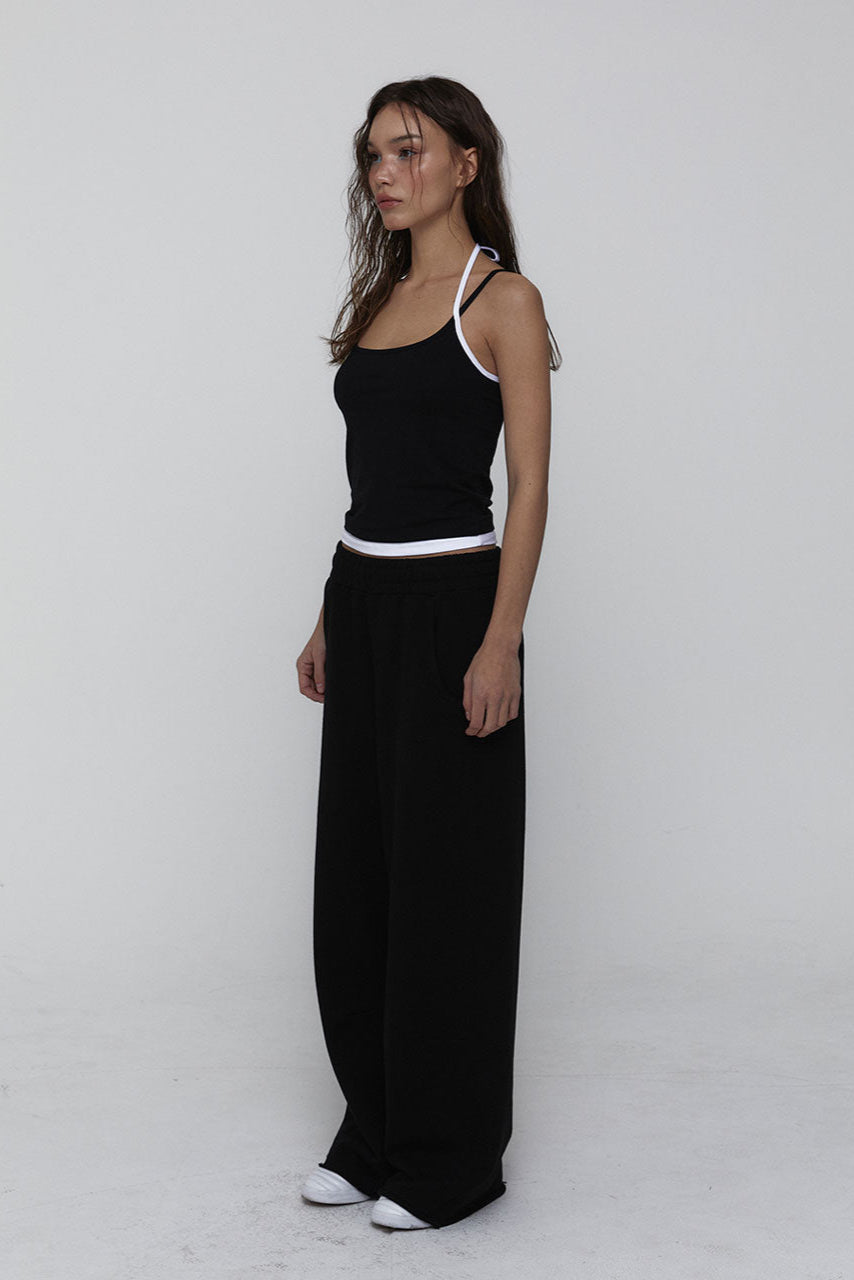 LAYERED HALTER TOP_BLACK