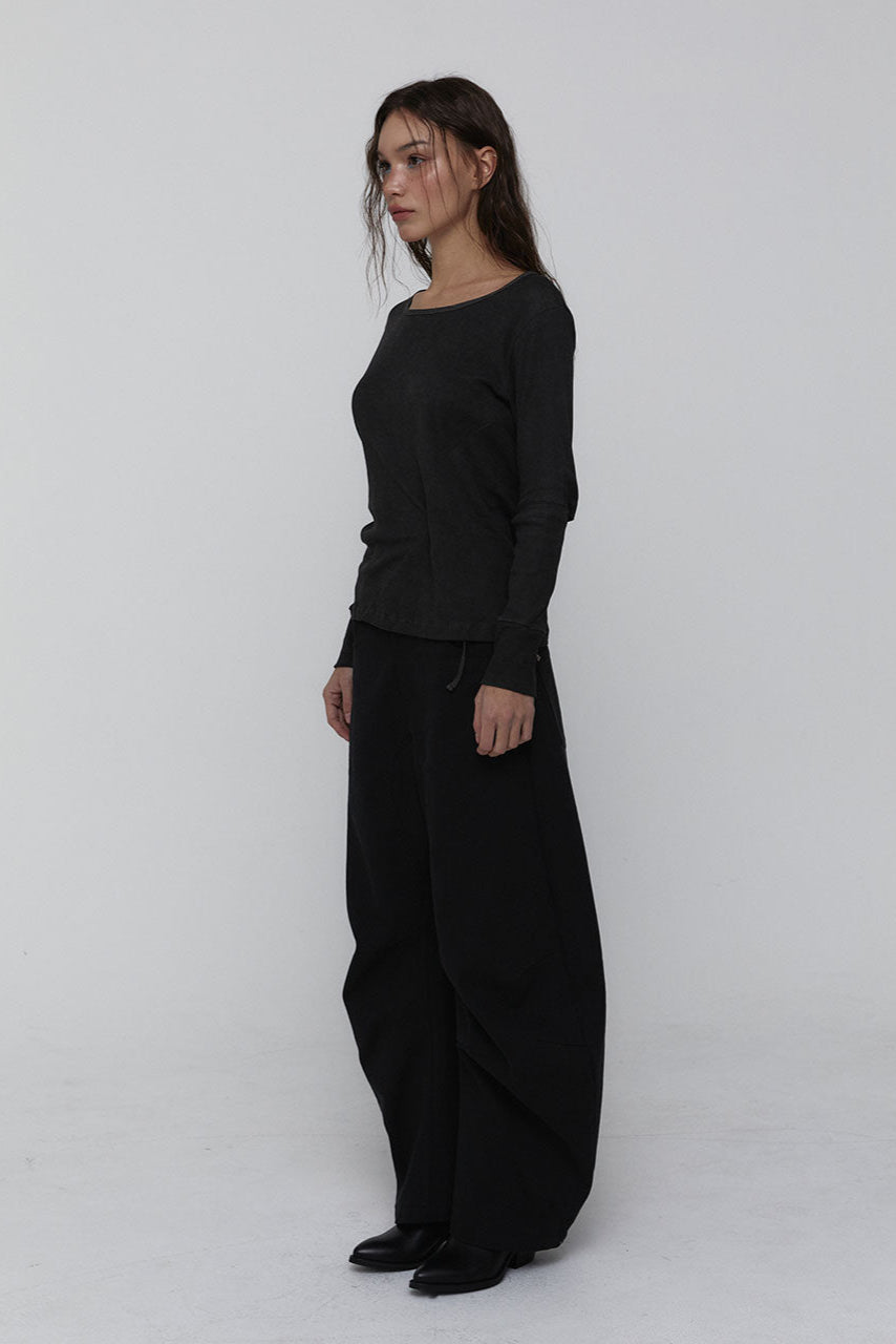 SLIT SLEEVE TOP_CHARCOAL