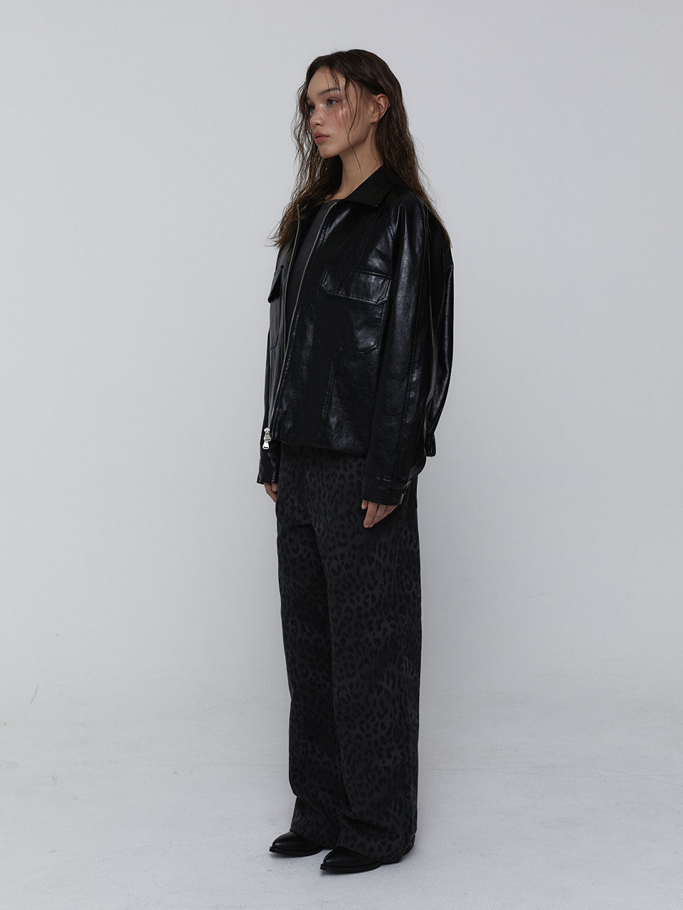 ECO LEATHER BOMBER JACKET_BLACK