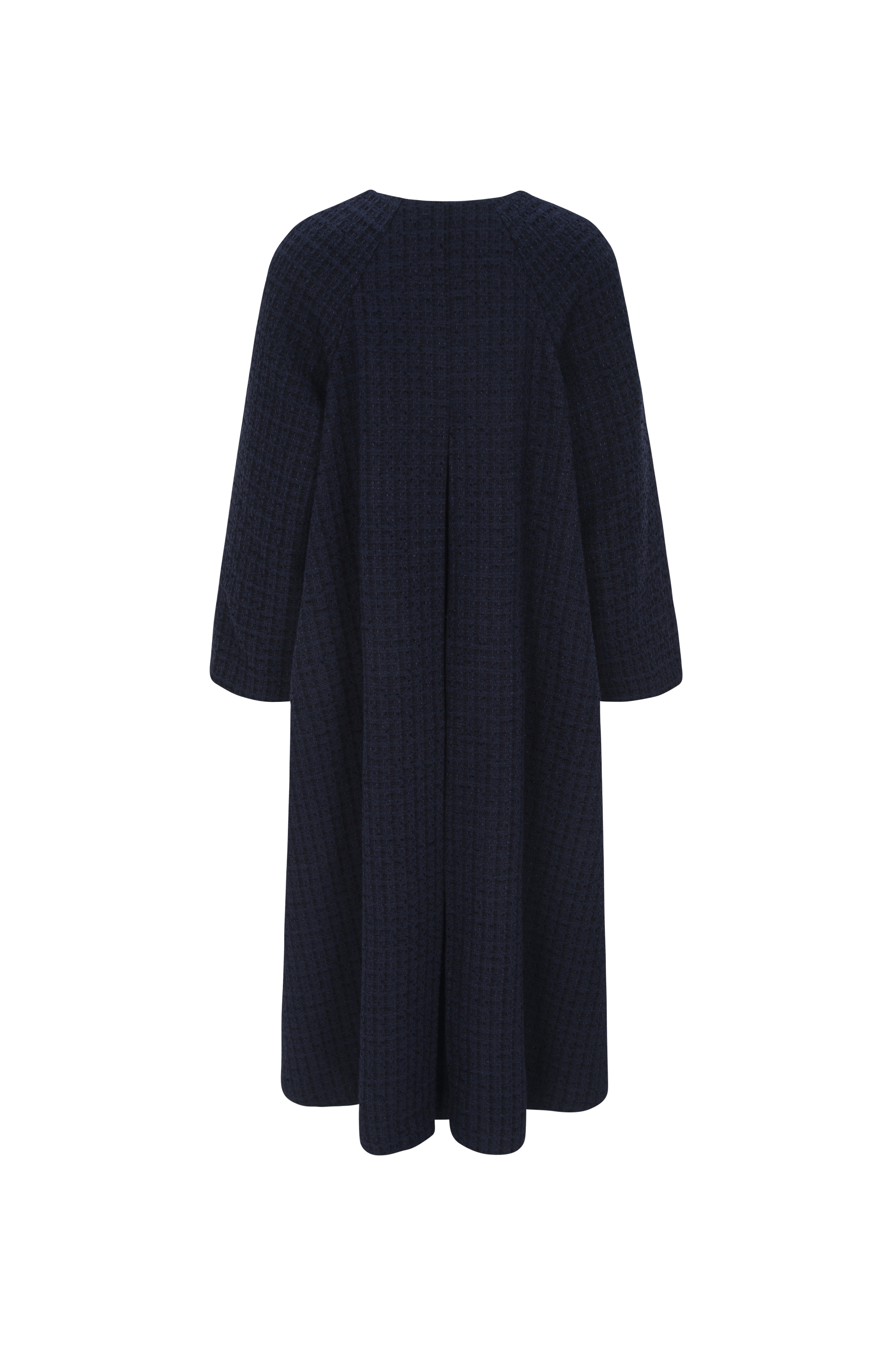 MANTEAU ÉVASÉ EN TWEED_BLEU MARINE