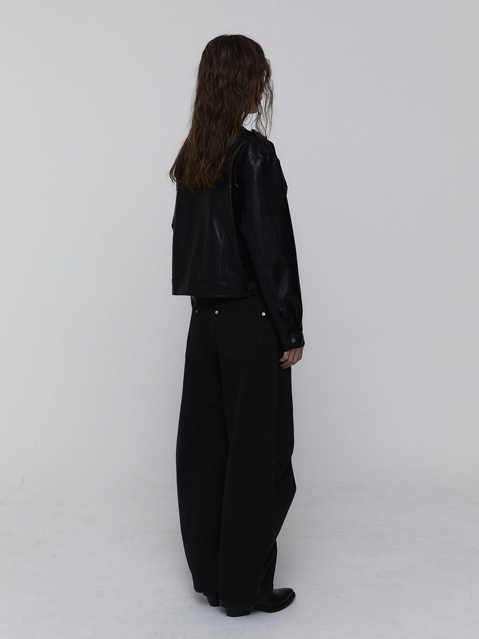 CURVED COTTON PANTS_BLACK