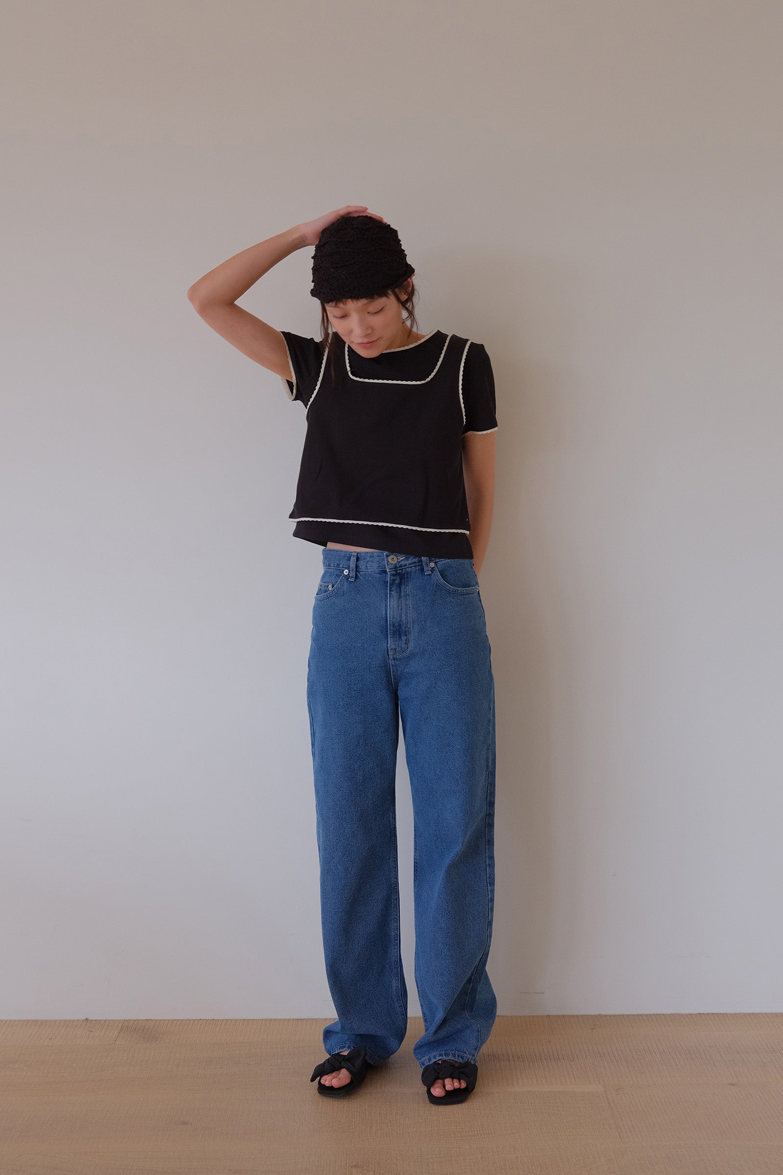 MOUI LAYERED RIBBED T SET _NOIR
