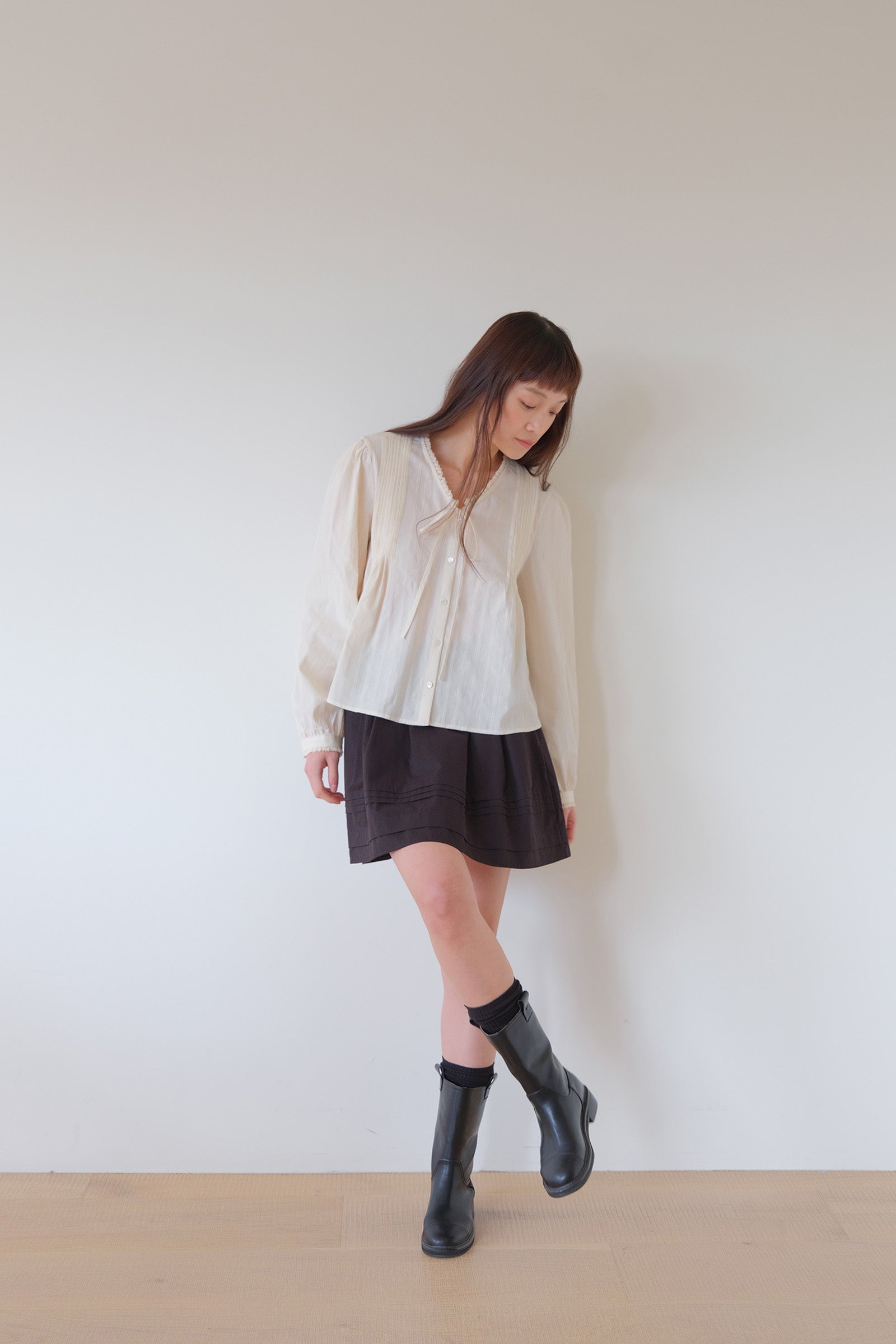 MOUI JANE PINTUCK LACE BLOUSE _CREAM