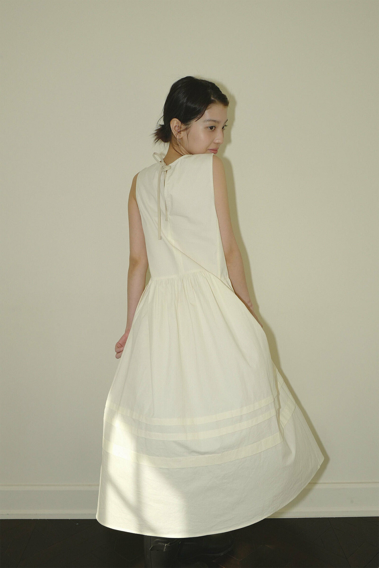ROBE FRONCÉE MAXI ROSY MOUI_CRÈME