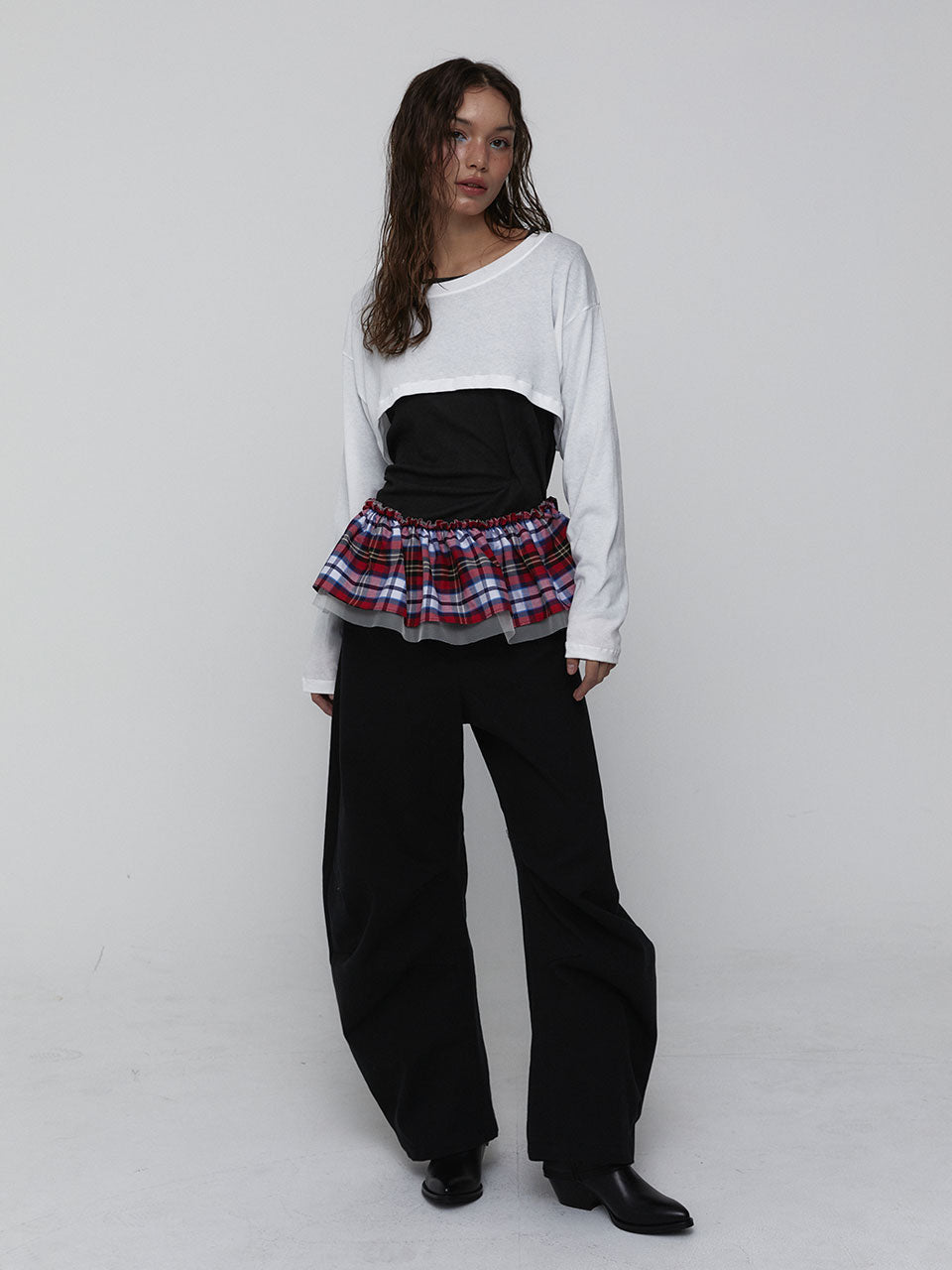 25SS CURVED COTTON PANTS_BLACK