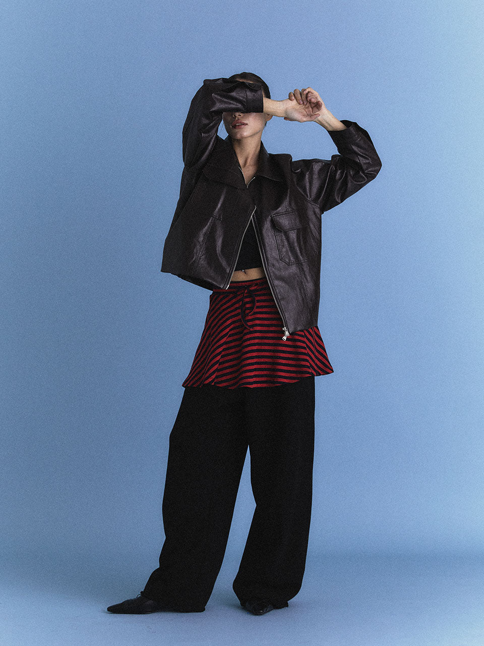 BLOUSON BOMBER EN CUIR ÉCO_MARRON