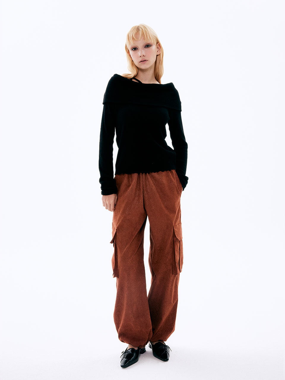 PANTALON EN VELOURS PAISLEY_BRIQUE