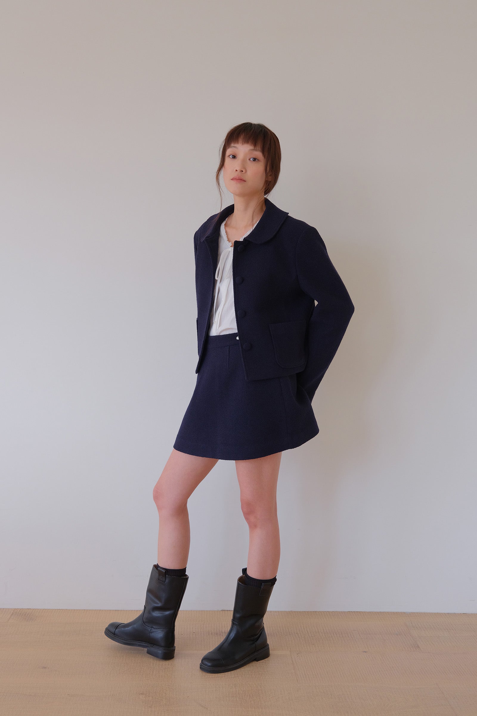 MOUI BOUCLE TWEED SKIRT _BLEU MARINE