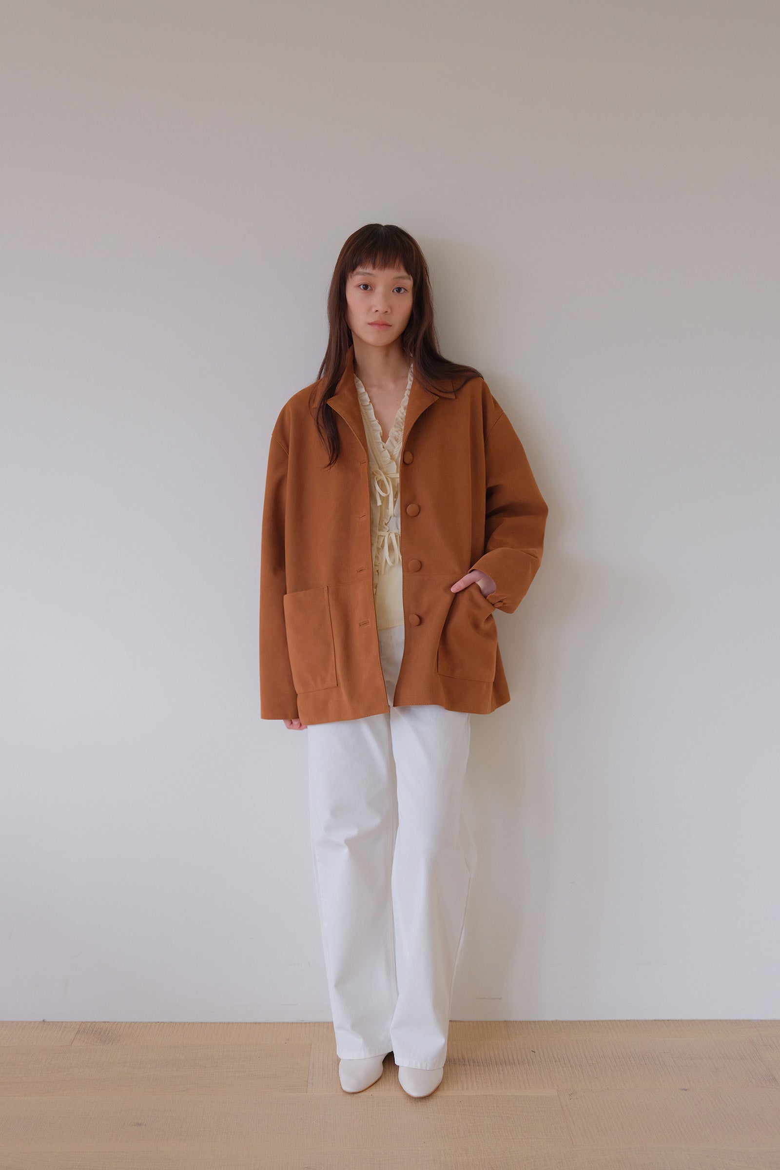 MOUI SINGLE LEATHER JACKET _CAMEL