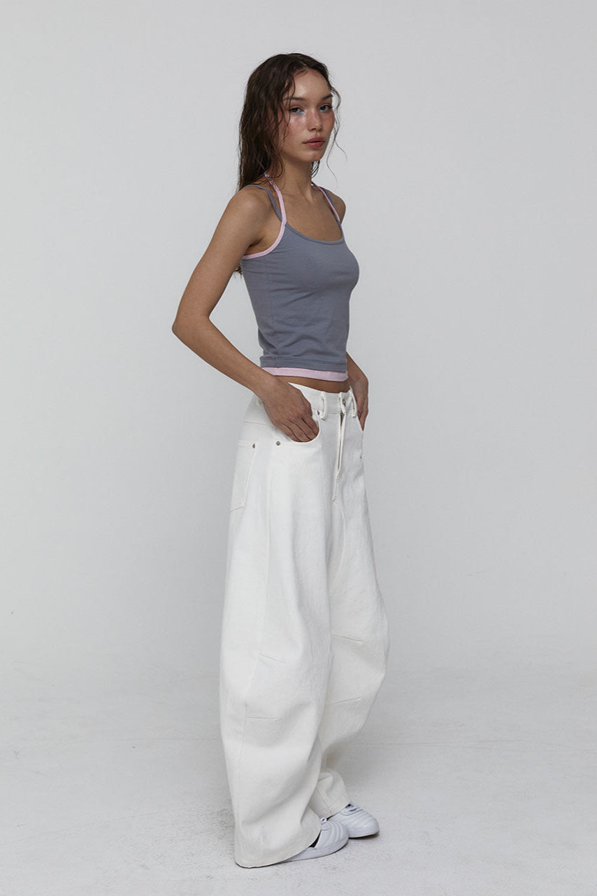 LAYERED HALTER TOP_GREY