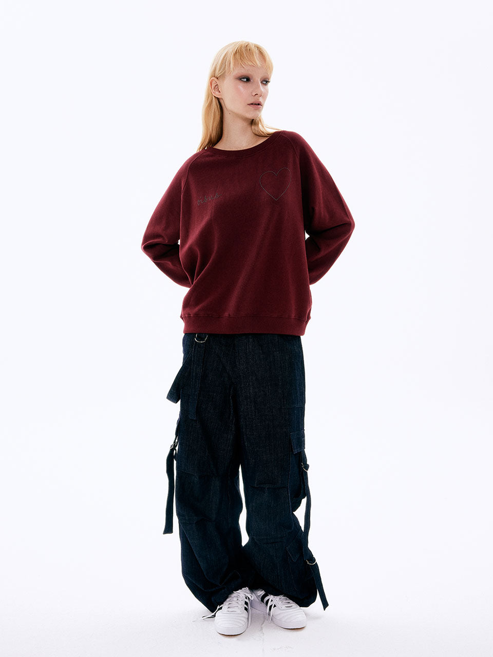 SWEATSHIRT À CŒUR PERLÉ_BORDEAUX