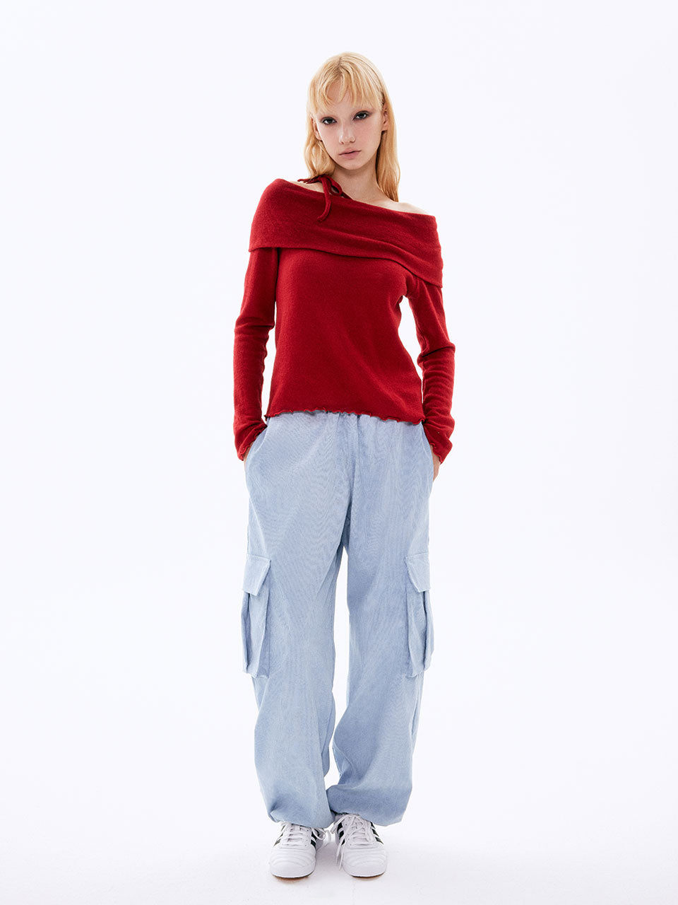 PANTALON EN VELOURS CACHEMIRE_BLEU CIEL