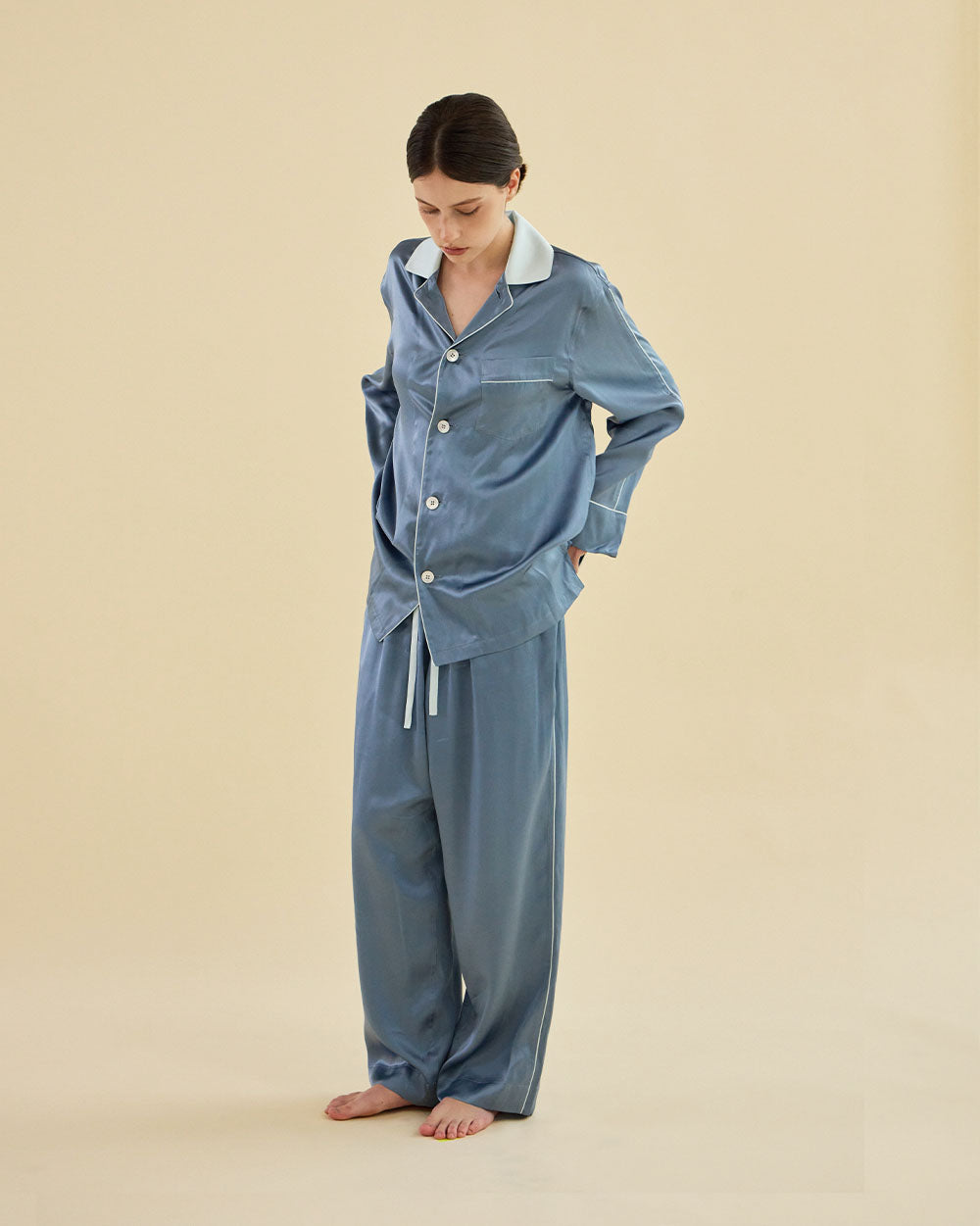 BLUE VEIL SILK PAJAMAS_BLUE