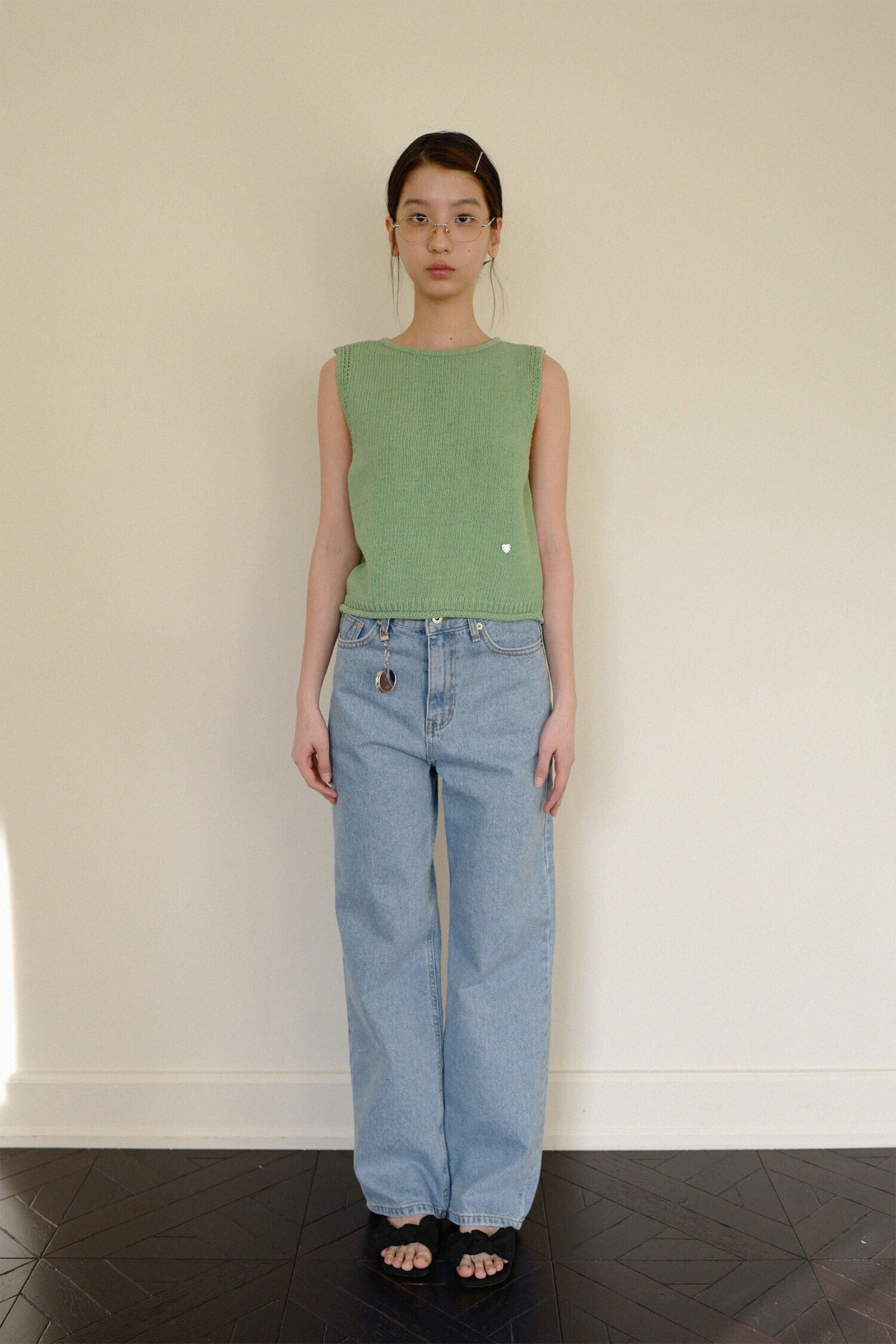 MOUI RIBBON STRAP OPEN VEST _GREEN
