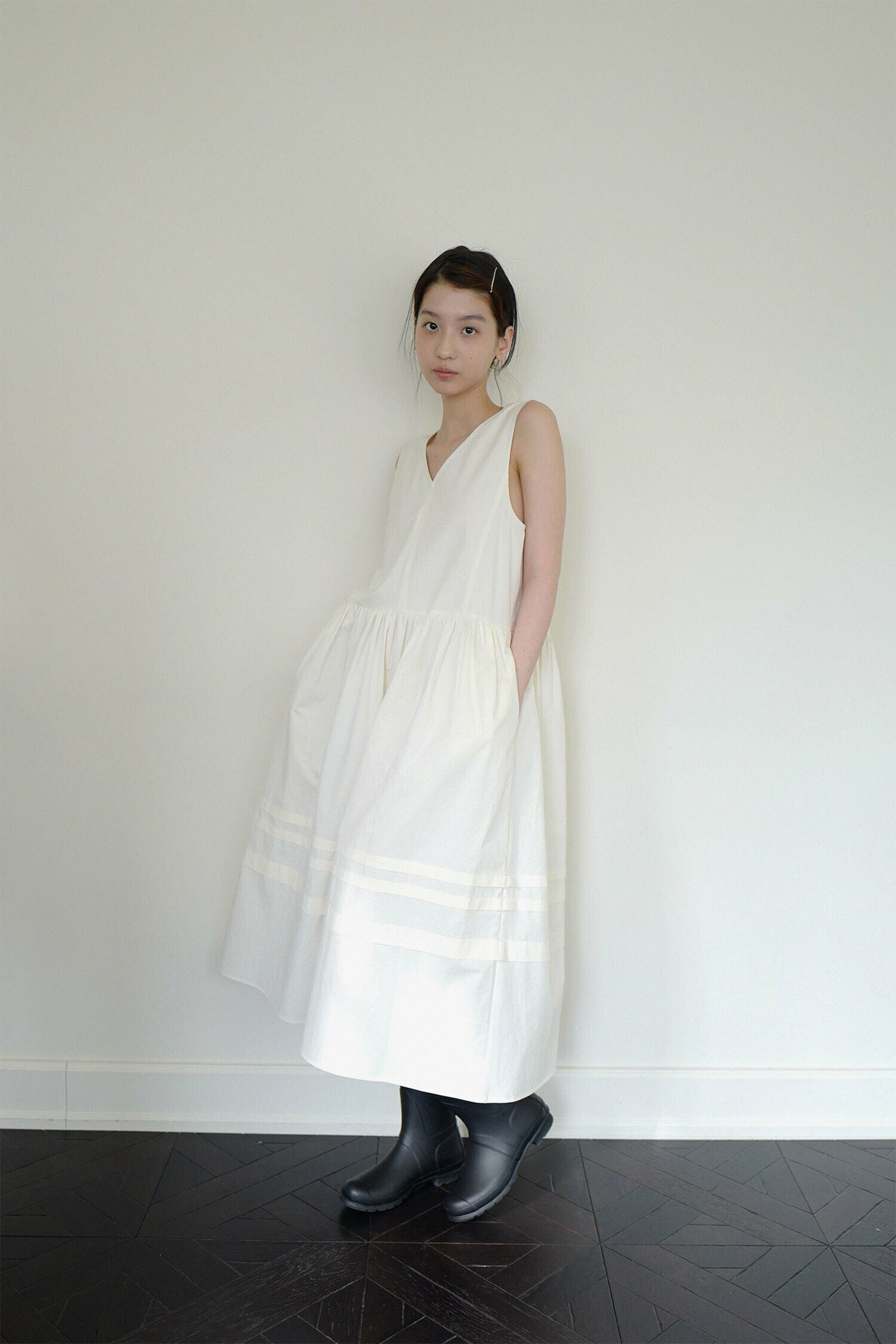 ROBE FRONCÉE MAXI ROSY MOUI_CRÈME