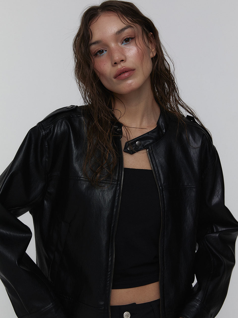 LEATHER BIKER JACKET_BLACK